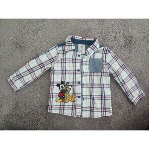 Disney Mickey and Pluto Button Up Shirt size 18-24 months
